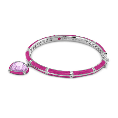 Prince Charming Heart Bangle pink enamel with crystal accents and pink heart pendant by Lauren G Adams on Tampa Home & Garden Store