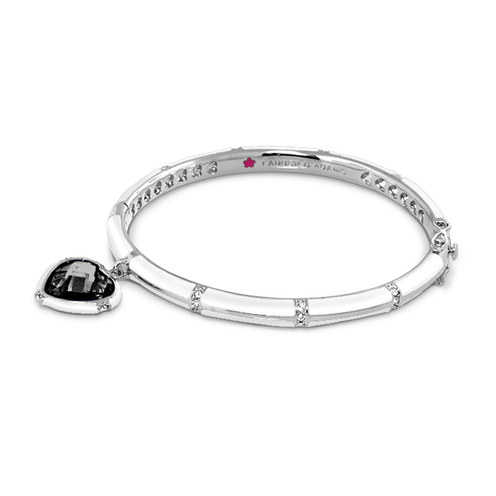 Prince Charming Heart Bangle, Lauren G Adams silver bracelet with black heart pendant on Tampa Home & Garden Store