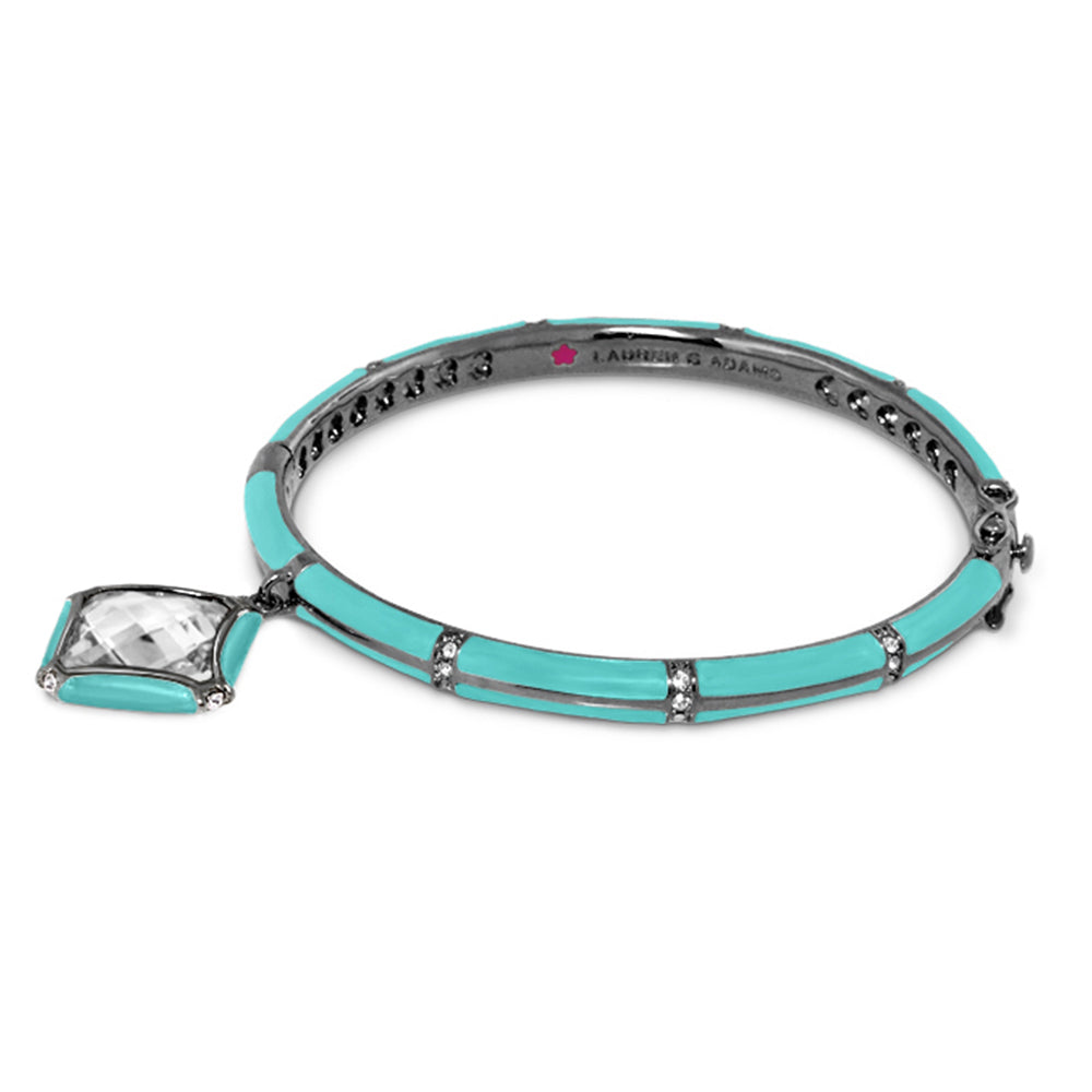 Prince Charming Square Bangle turquoise enamel with crystal pendant by Lauren G Adams on Tampa Home & Garden Store