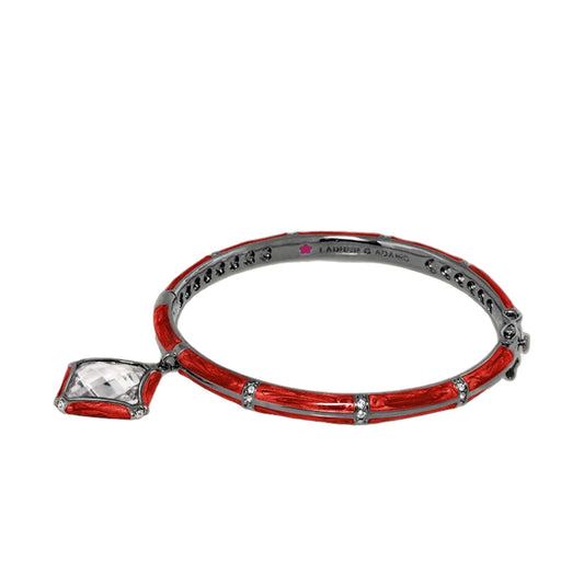 Prince Charming Square Bangle by Lauren G Adams, red enamel and silver bracelet with crystals on Tampa Home & Garden Store