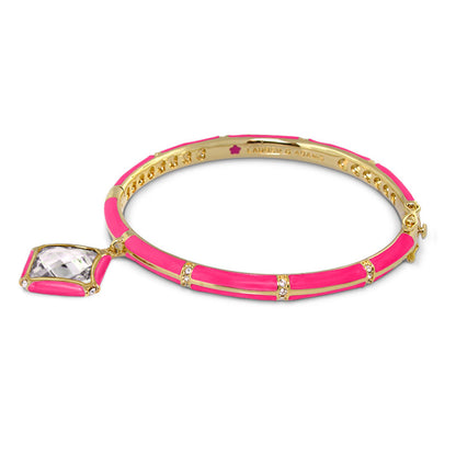 Prince Charming Square Bangle pink enamel bracelet with crystal pendant by Lauren G Adams on Tampa Home & Garden Store