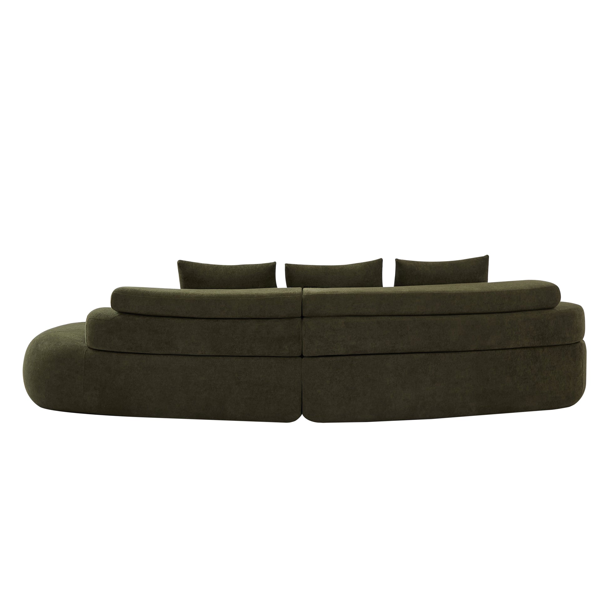 122-inch curved olive green sectional sofa by HouseOfZazla with plush back cushions on Tampa Home & Garden Store