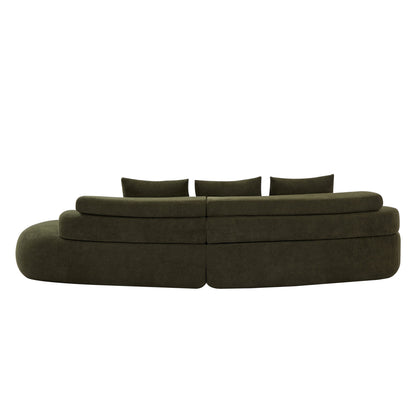 122-inch curved olive green sectional sofa by HouseOfZazla with plush back cushions on Tampa Home & Garden Store