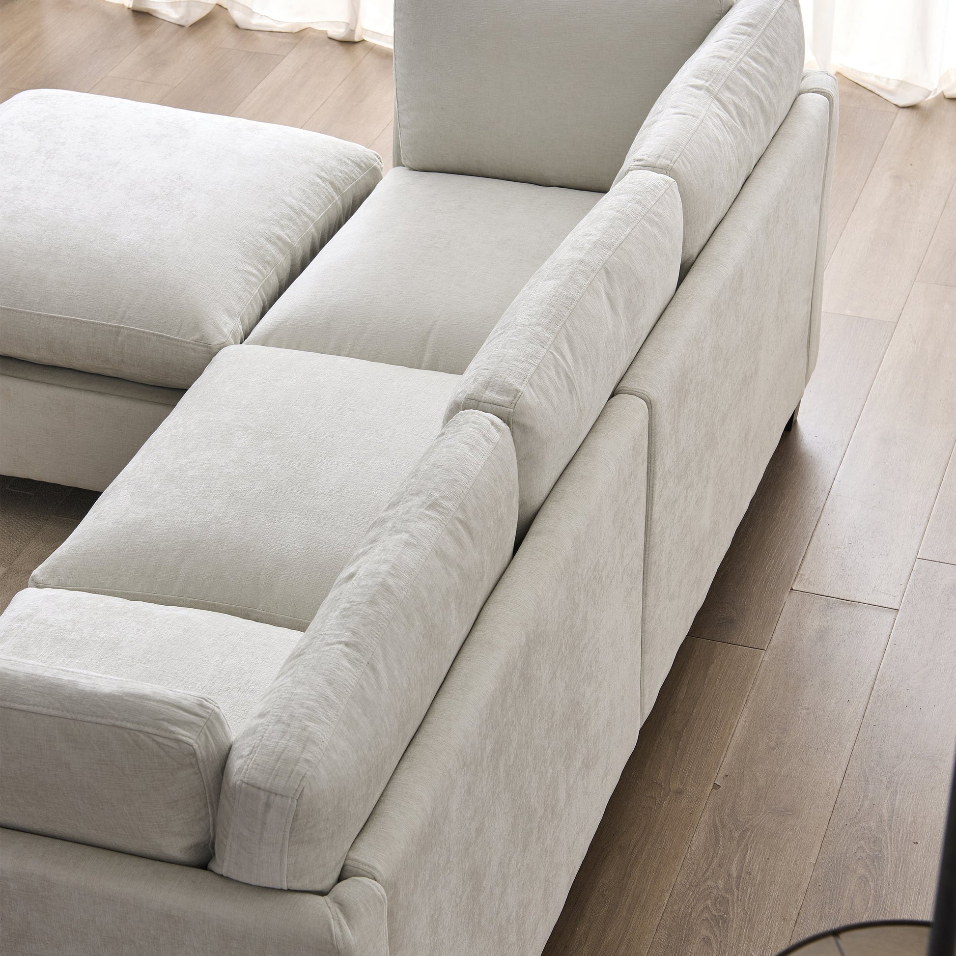 96.5in sectional sofa by HouseOfZazla in light gray with chaise for living room on Tampa Home & Garden Store