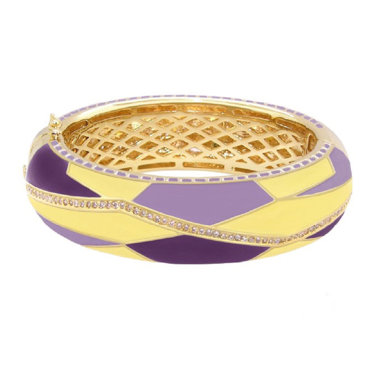 Art Deco Bangle by Lauren G Adams in purple enamel with gold-tone accents and crystal trim on Tampa Home & Garden Store