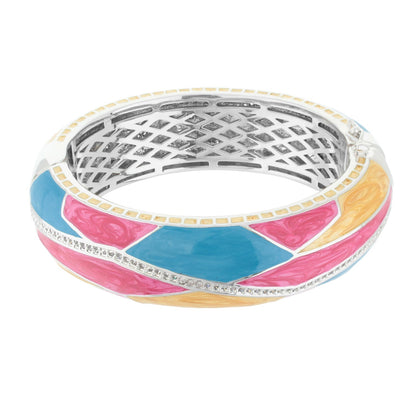Art Deco bangle bracelet in multicolor enamel with silver lattice interior by Lauren G Adams on Tampa Home & Garden Store