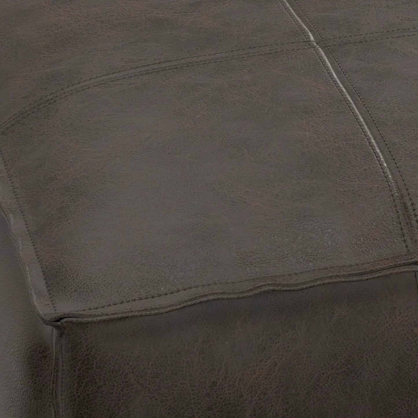 Sheffield square pouf distressed dark brown leather accent piece Unique Piece Furniture on Tampa Home & Garden Store