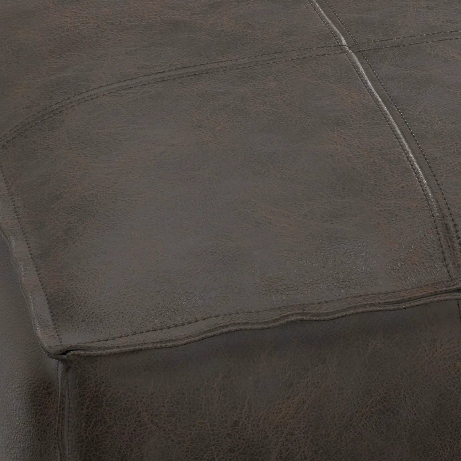 Sheffield square pouf distressed dark brown leather accent piece Unique Piece Furniture on Tampa Home & Garden Store