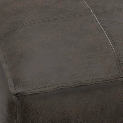 Sheffield square pouf distressed dark brown leather accent piece Unique Piece Furniture on Tampa Home & Garden Store