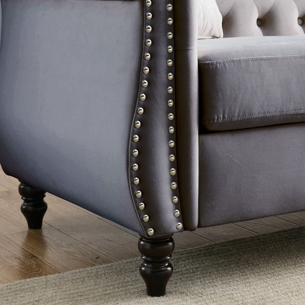 Chesterfield Sofa With Nailhead Trim and Cushions