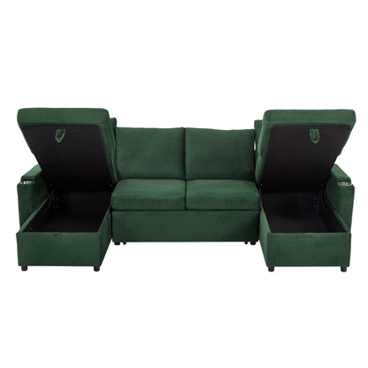 U Shaped Sectional Sofa Bed with Storage Chaise
