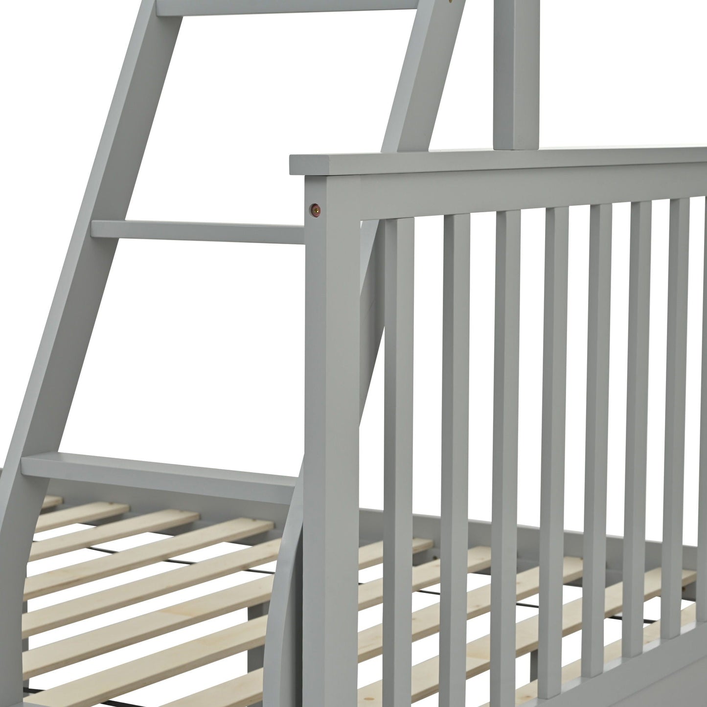Bunk Bed With Ladder and Safety Guard Rails, gray finish, HouseOfZazla on Tampa Home & Garden Store