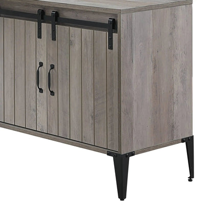 Zakwani Writing Desk wood with rustic gray finish and black sliding barn hardware, corner desk on Tampa Home & Garden Store
