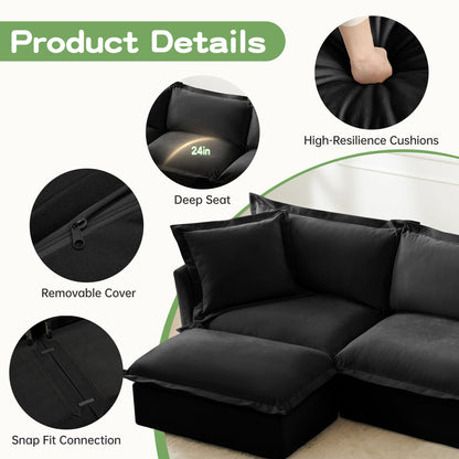 Upholstered slipcovered armchair with ottoman in black fabric by HouseOfZazla, removable cover on Tampa Home & Garden Store
