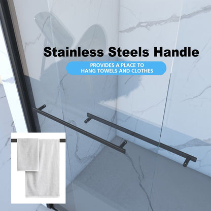 Double Sliding Shower and Matte Black Frame Door