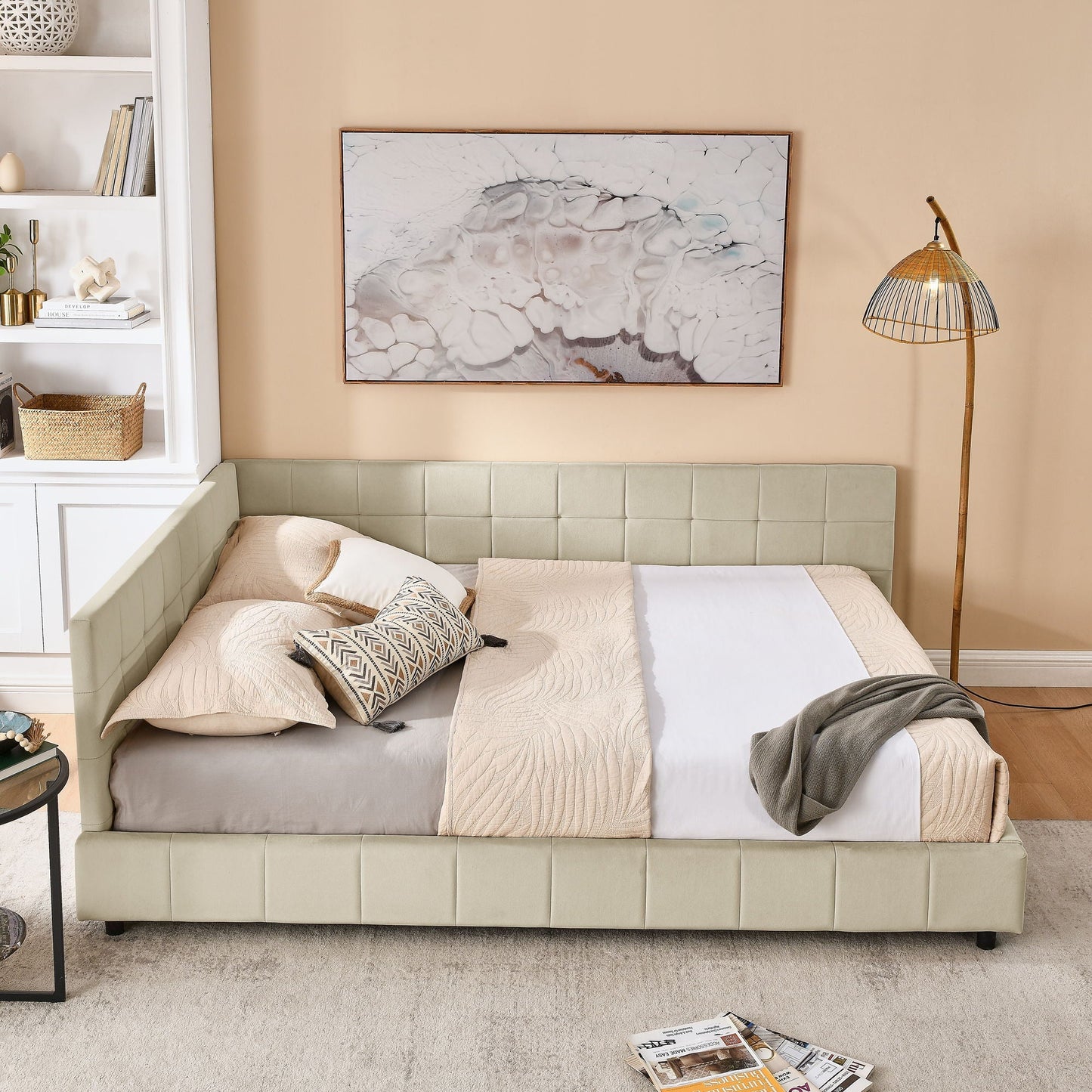 Mid-Century Upholstered Bed Frame and Backrest