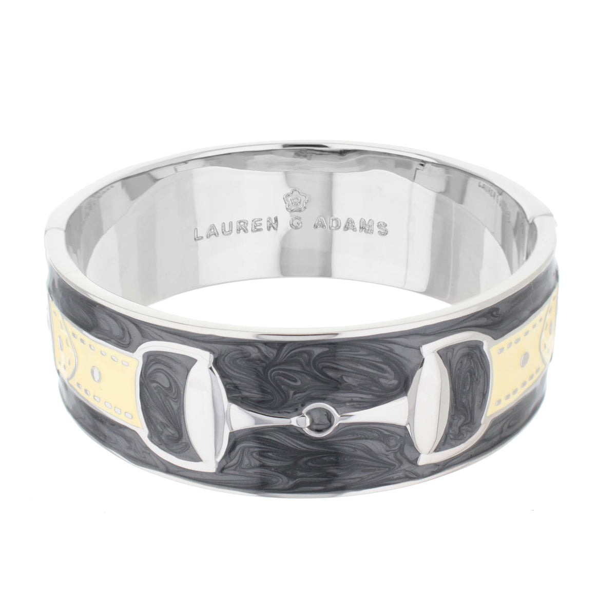 Equestrian Bangle — Grey Snaffle by Lauren G Adams, slip-on bracelet with grey enamel accents on Tampa Home & Garden Store