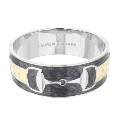Equestrian Bangle — Grey Snaffle by Lauren G Adams, slip-on bracelet with grey enamel accents on Tampa Home & Garden Store
