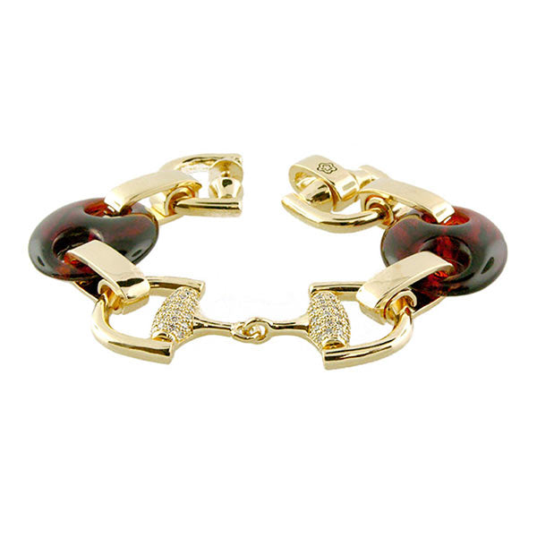 Summer Link Saddle Bracelet gold-tone chain with burgundy resin links on Tampa Home & Garden Store