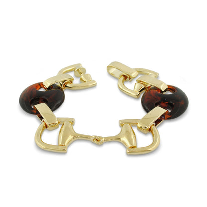 Summer Link Saddle Bracelet gold-tone chain with dark tortoiseshell resin discs on Tampa Home & Garden Store