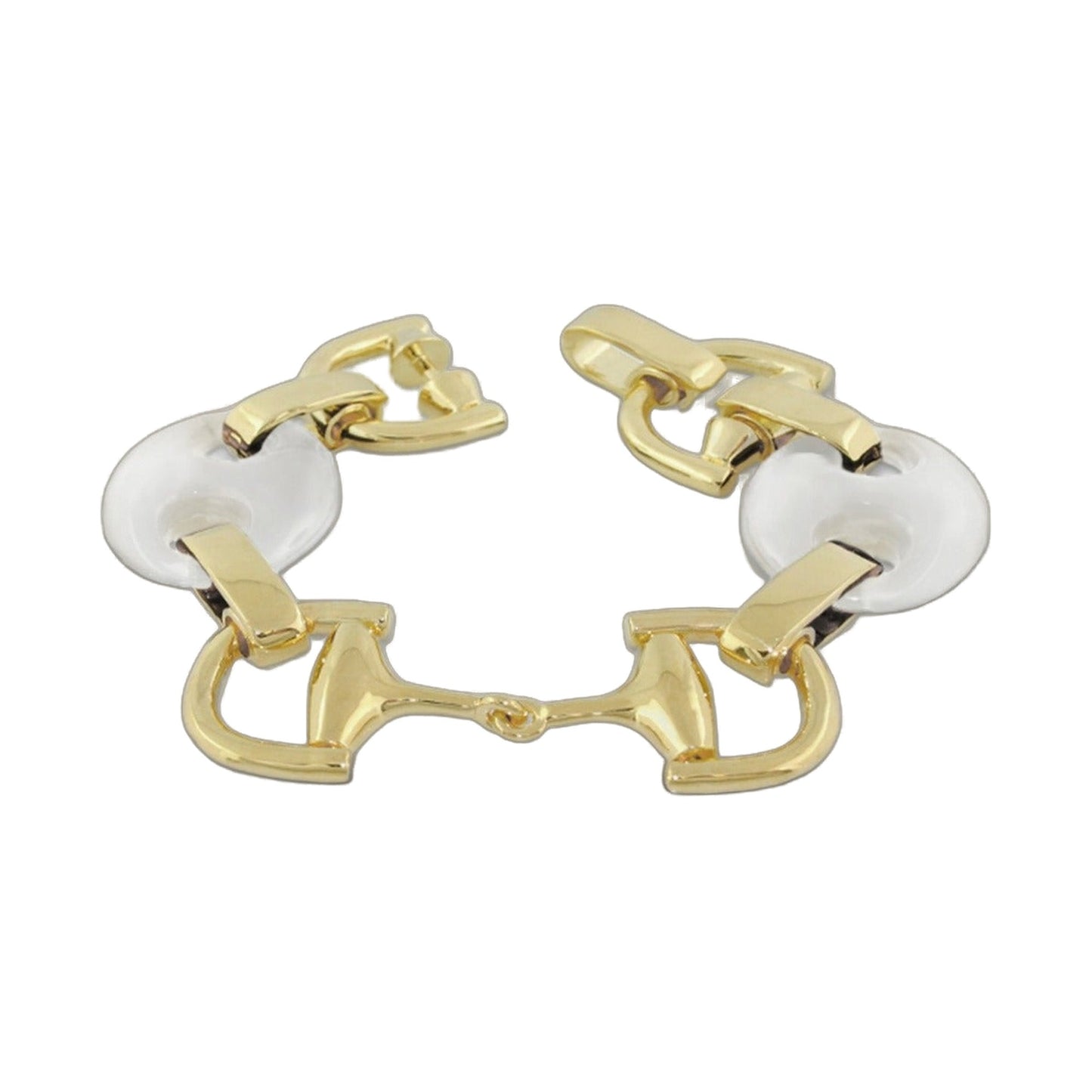 Summer Link Saddle Bracelet gold-tone chain with white circular disc accents on Tampa Home & Garden Store