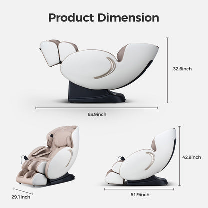 Bosscare 3D Zero Gravity Massage Chair by HouseOfZazla, full-body Shiatsu recliner with app, cream on Tampa Home & Garden Store