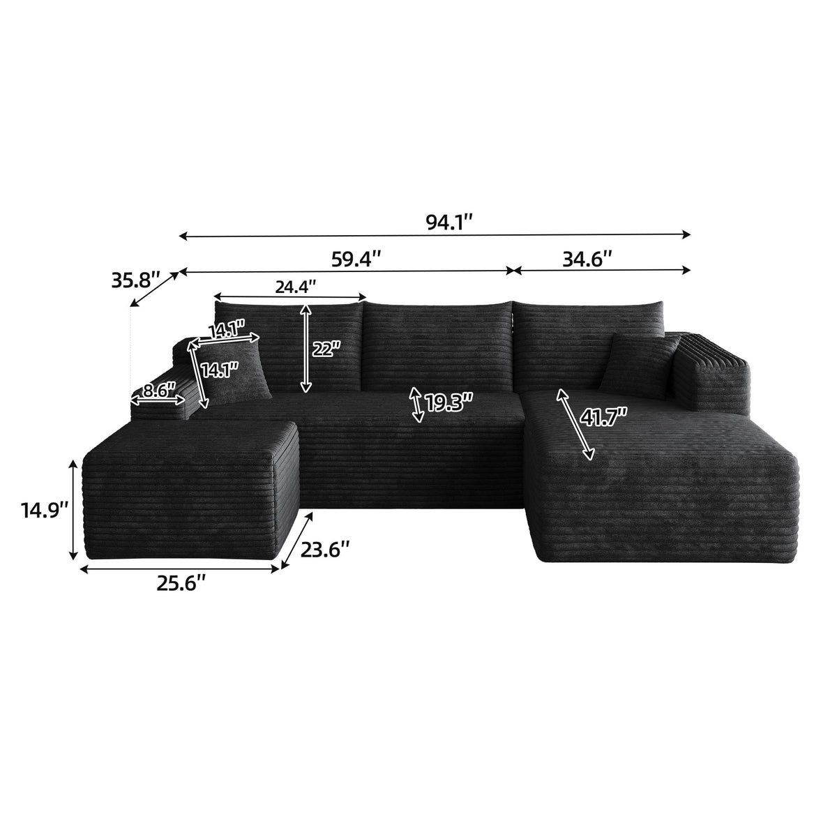 Modern Cloud Sectional Sofa and Ottoman Set