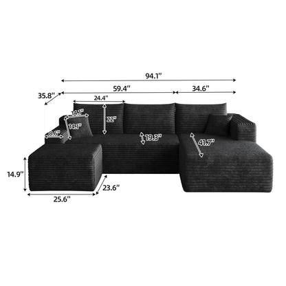 Modern Cloud Sectional Sofa and Ottoman Set