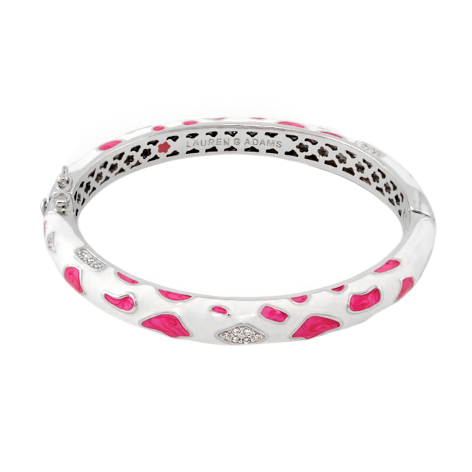 Bracelet Animal Paradise Giraffe Hinge, silver-tone with pink enamel spots by Lauren G Adams on Tampa Home & Garden Store