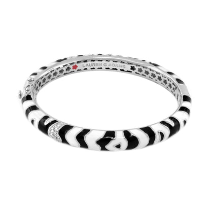 Animal Paradise Bracelet - Zebra Hinge Bangle, Lauren G Adams, silver-tone with zebra enamel on Tampa Home & Garden Store