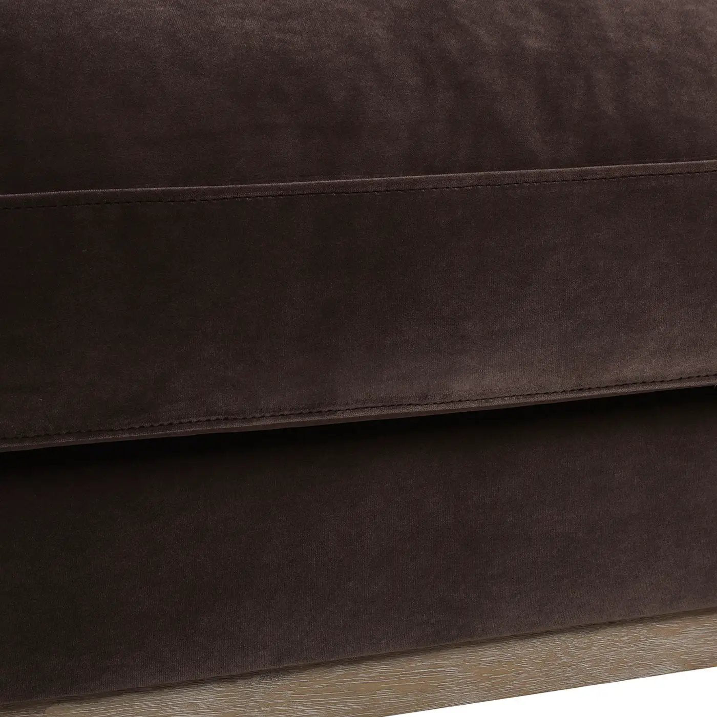Knox Modern Farmhouse Sofa upholstery close-up in dark brown microfiber with seam detail on Tampa Home & Garden Store