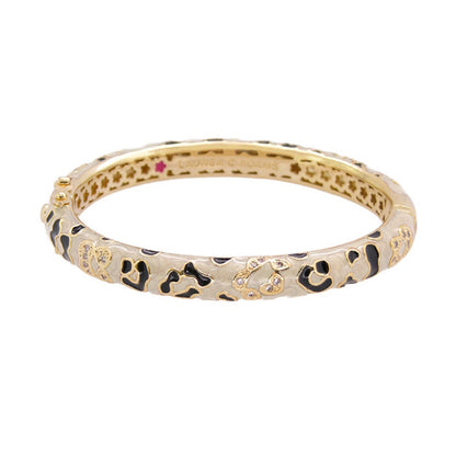 Animal Paradise Leopard Hinge Bangle by Lauren G Adams, gold with black enamel spots on Tampa Home & Garden Store