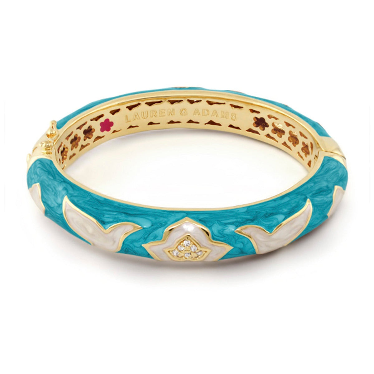 Peace and Dove Bangle teal enamel with gold-tone trim and crystal accent by Lauren G Adams on Tampa Home & Garden Store