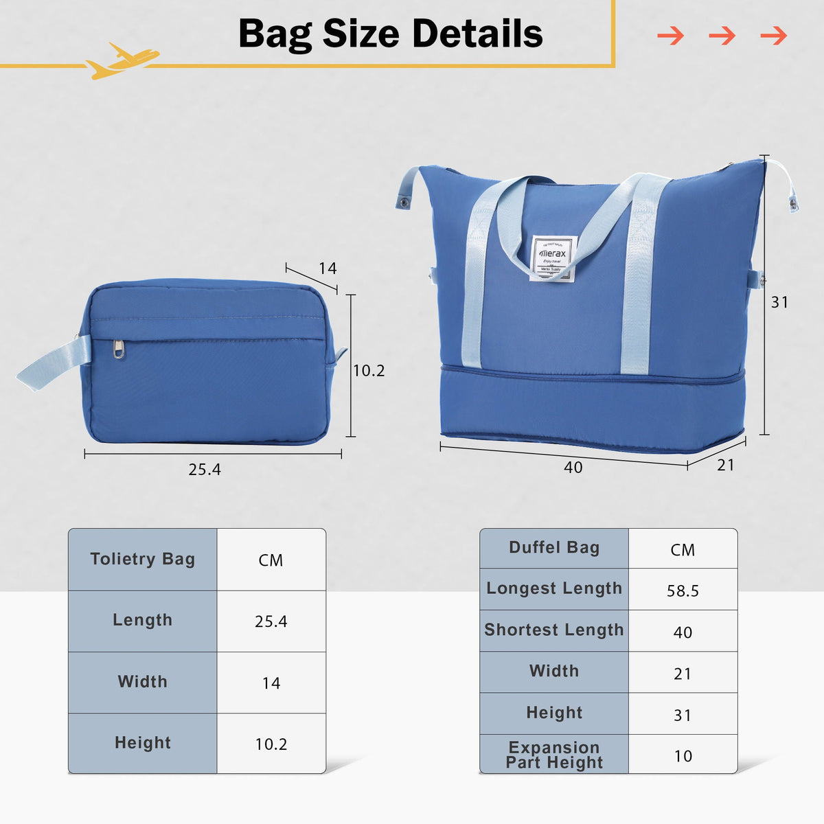 2 Piece Luggage Set blue ABS lightweight expandable duffel and toiletry bag with TSA lock on Tampa Home & Garden Store