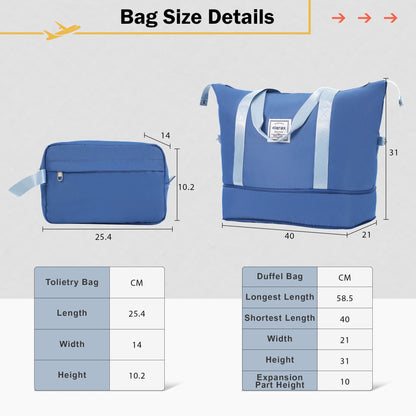 2 Piece Luggage Set blue ABS lightweight expandable duffel and toiletry bag with TSA lock on Tampa Home & Garden Store