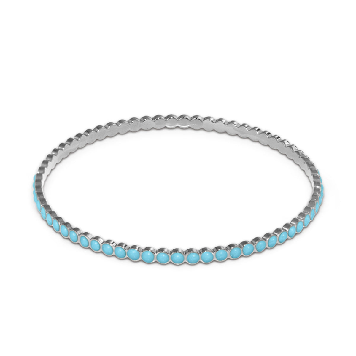 Stackable enamel dots bangle in silver with turquoise dots by Lauren G Adams on Tampa Home & Garden Store