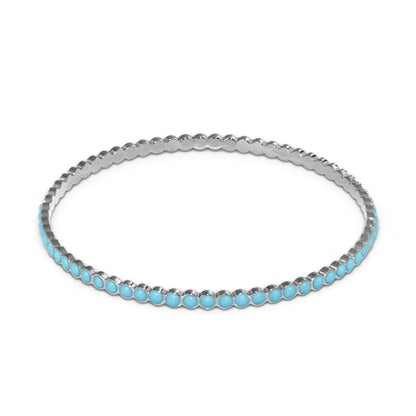 Stackable enamel dots bangle in silver with turquoise dots by Lauren G Adams on Tampa Home & Garden Store