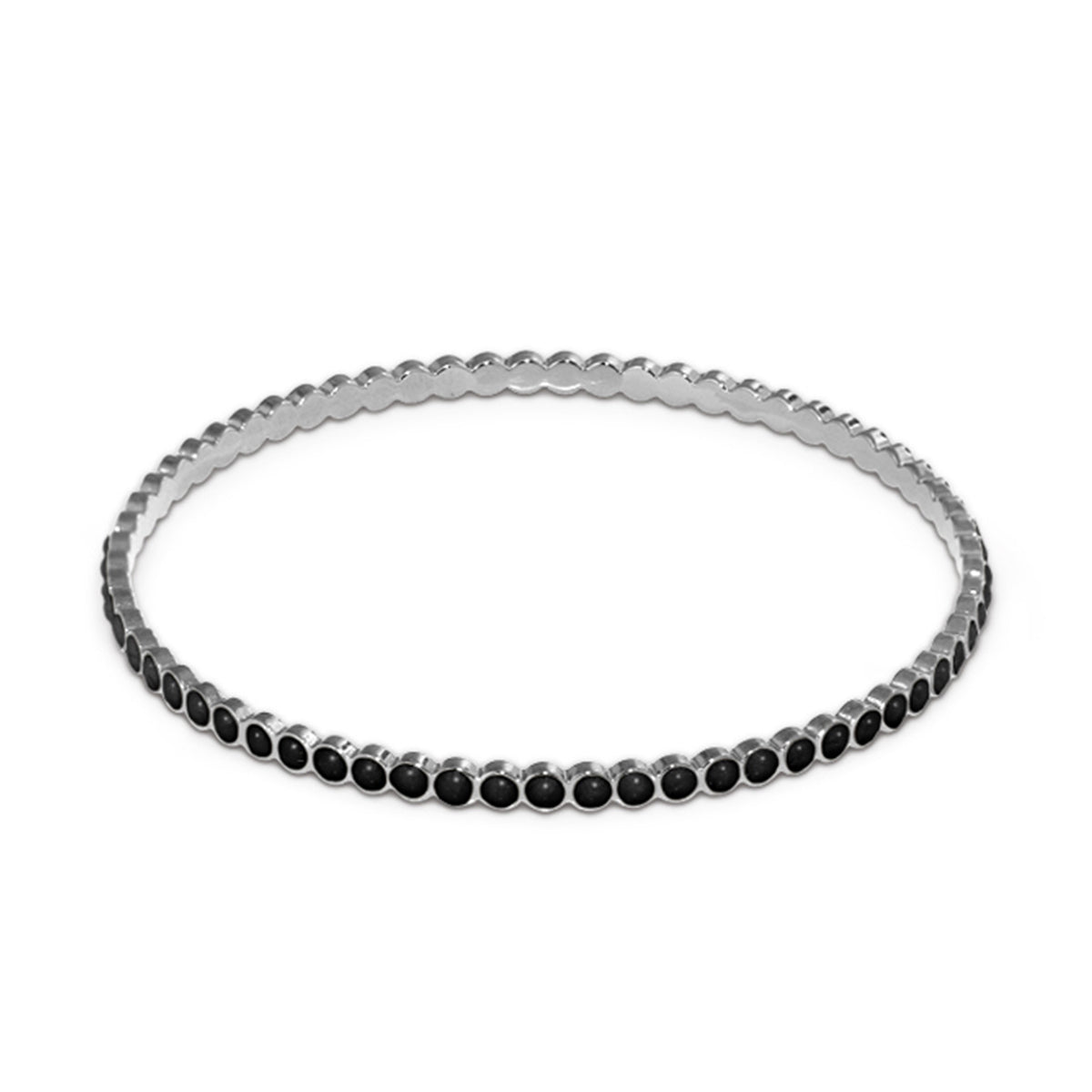 Stackable Enamel Dots Bangle by Lauren G Adams—silver-tone bracelet with black enamel dots on Tampa Home & Garden Store