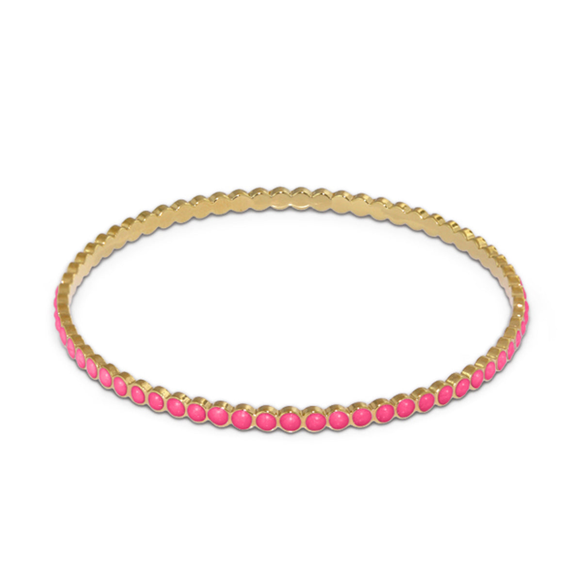 Stackable enamel dots bangle in gold with pink dot accents by Lauren G Adams on Tampa Home & Garden Store