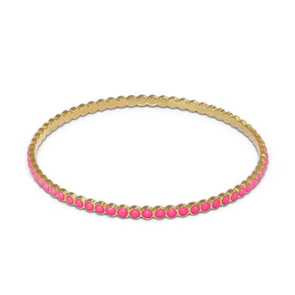 Stackable enamel dots bangle in gold with pink dot accents by Lauren G Adams on Tampa Home & Garden Store