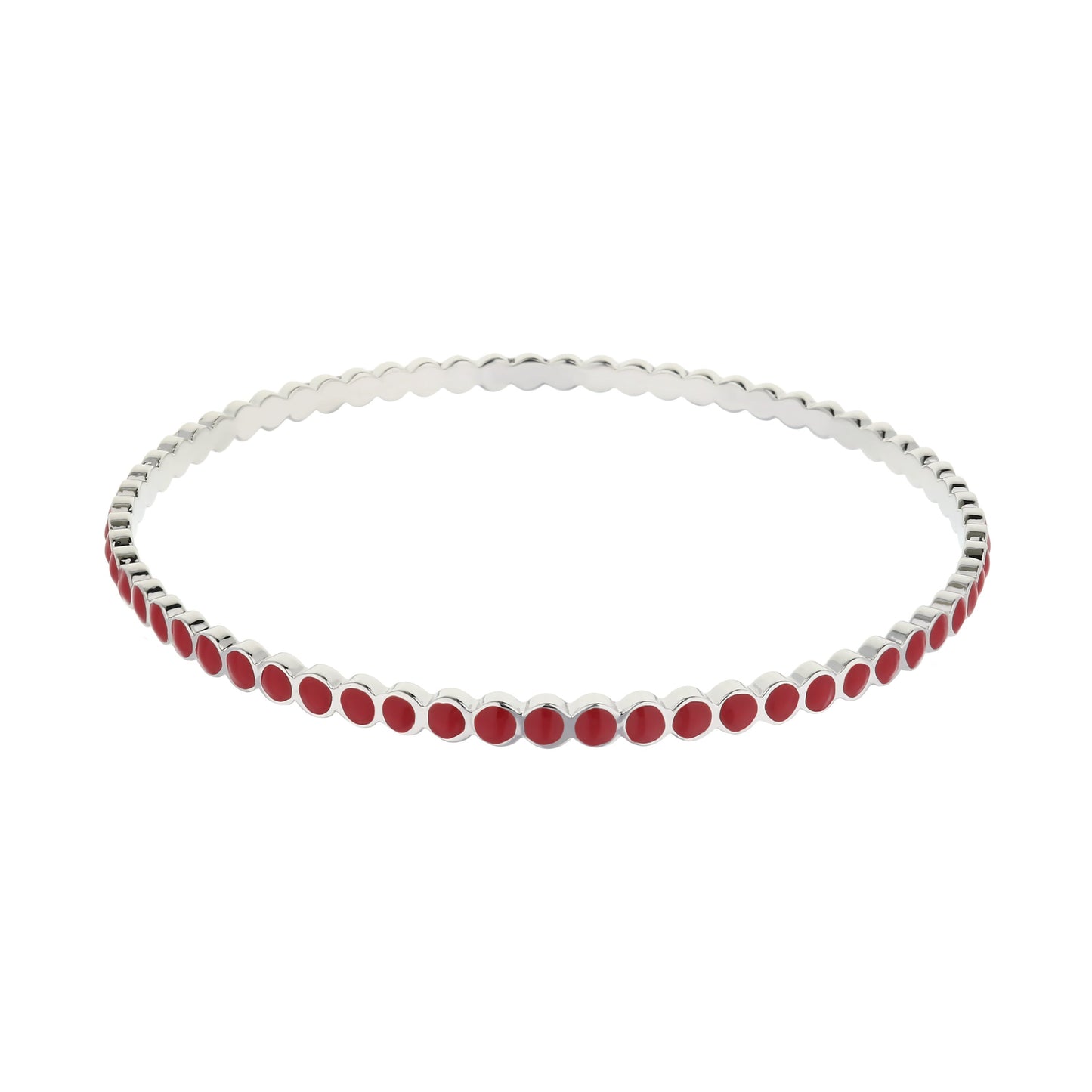 Stackable enamel dots bangle bracelet in silver-tone with red enamel dots by Lauren G Adams on Tampa Home & Garden Store