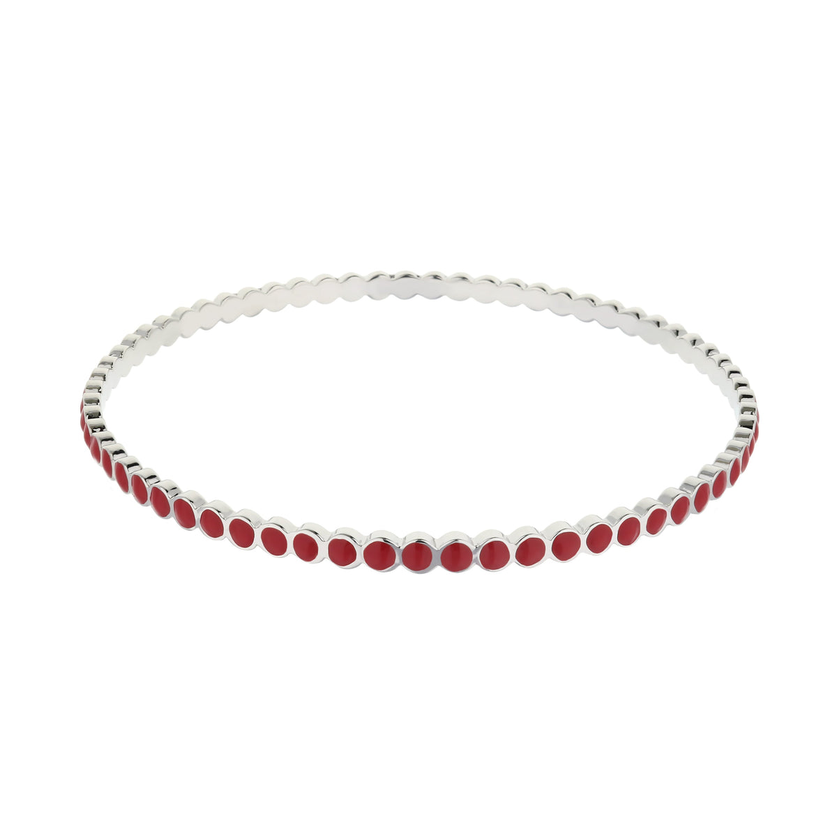 Stackable enamel dots bangle bracelet in silver-tone with red enamel dots by Lauren G Adams on Tampa Home & Garden Store