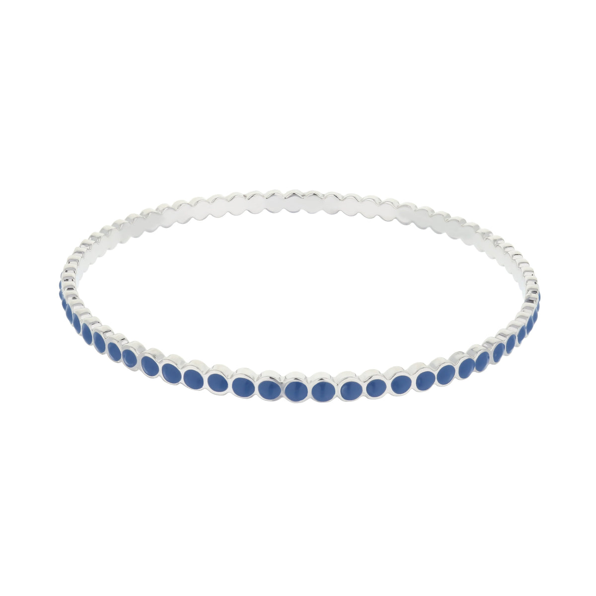 Stackable enamel dots bangle, silver-tone with blue enamel dots, Lauren G Adams bracelet collection on Tampa Home & Garden Store