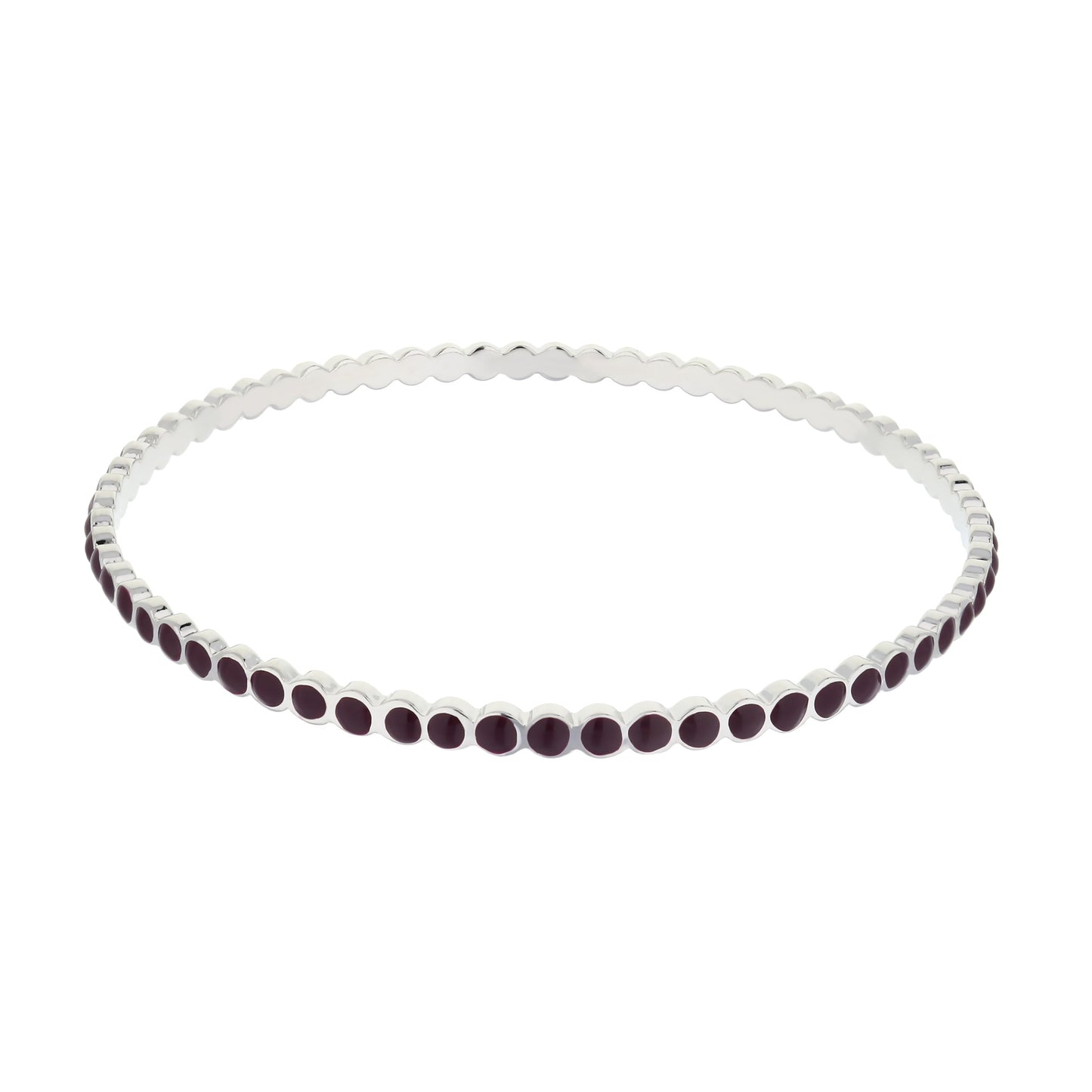 Stackable enamel dots bangle, silver-tone links with maroon enamel dots, Lauren G Adams on Tampa Home & Garden Store