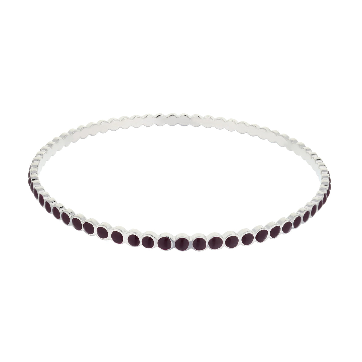 Stackable enamel dots bangle, silver-tone links with maroon enamel dots, Lauren G Adams on Tampa Home & Garden Store