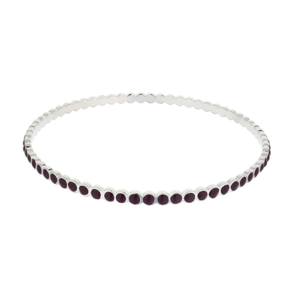 Stackable enamel dots bangle, silver-tone links with maroon enamel dots, Lauren G Adams on Tampa Home & Garden Store