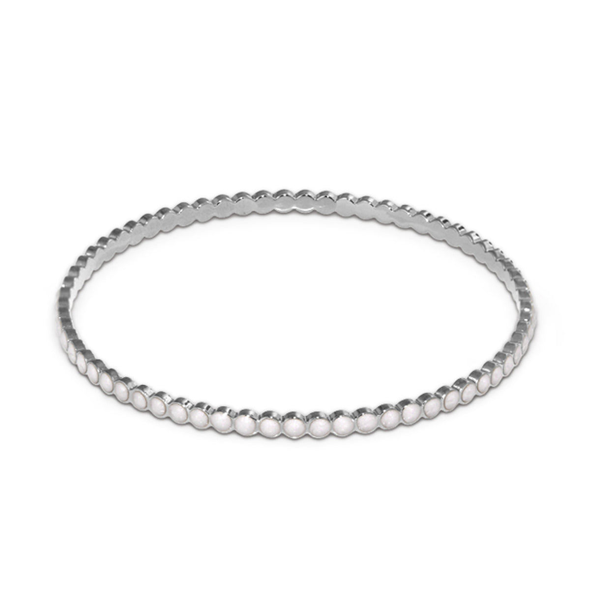 Stackable Enamel Dots Bangle bracelet by Lauren G Adams, silver-tone with dot bead motif on Tampa Home & Garden Store