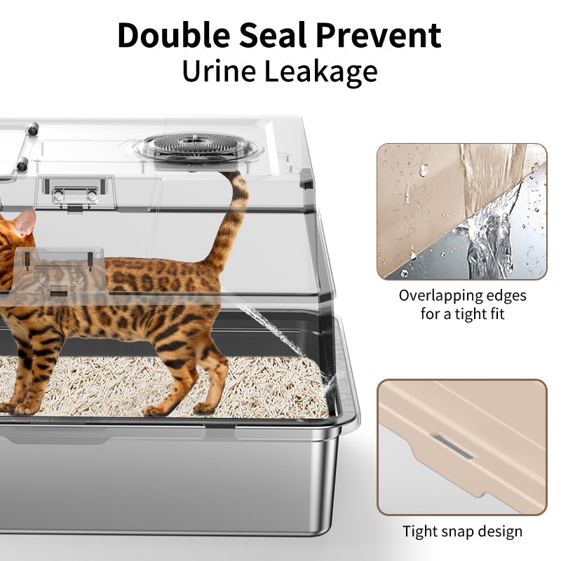 Stainless steel cat litter box big size by HouseOfZazla with clear lid for monitoring on Tampa Home & Garden Store