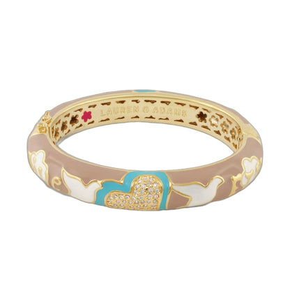Peace and Dove Bangle enamel bracelet in pastel lavender and turquoise with gold-tone accents by Lauren G Adams on Tampa Home & Garden Store