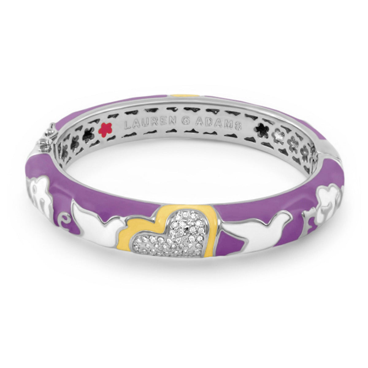 Peace and Dove Bangle bracelet in purple enamel with silver heart pave center, Lauren G Adams on Tampa Home & Garden Store